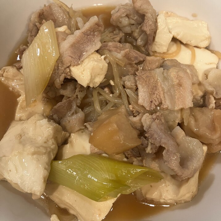 すき焼きのタレで、簡単豚バラ豆腐